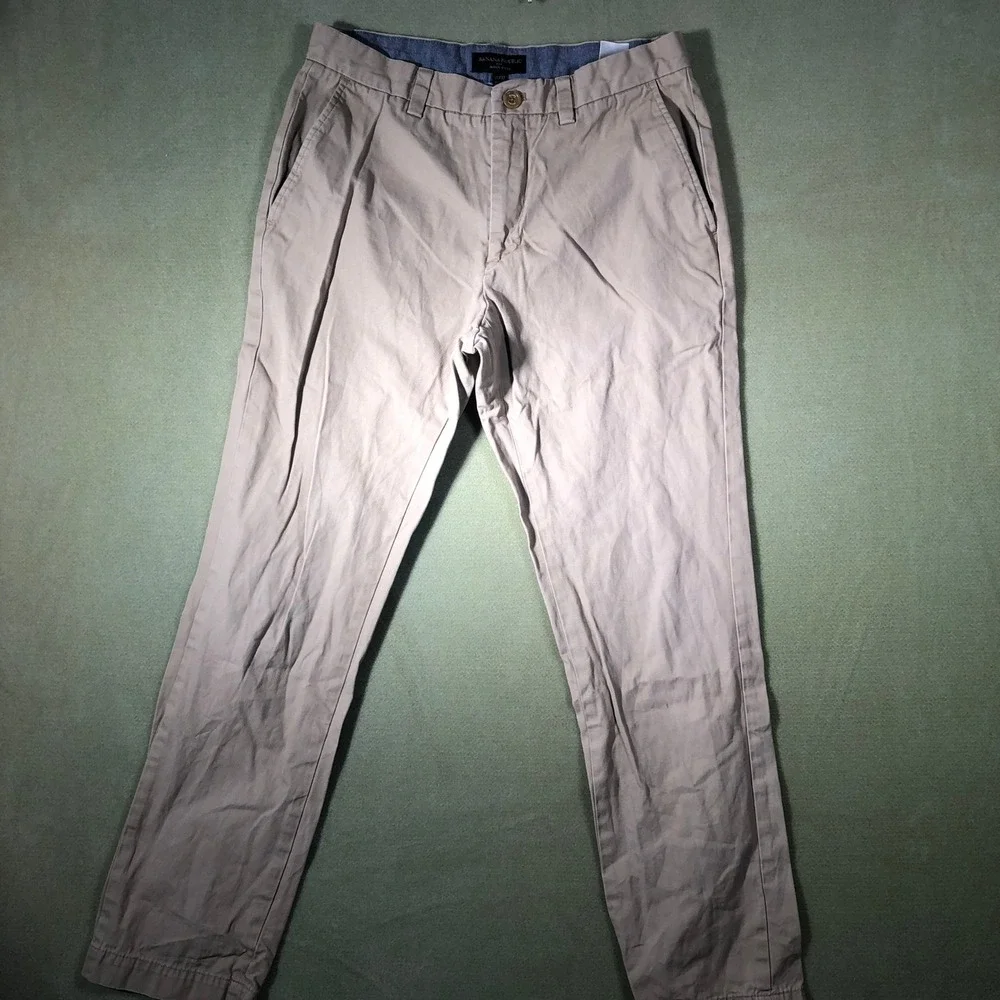 Banana Republic Aiden Chino Men 31x32 British Khaki Slim Fit Cotton Pants 934457